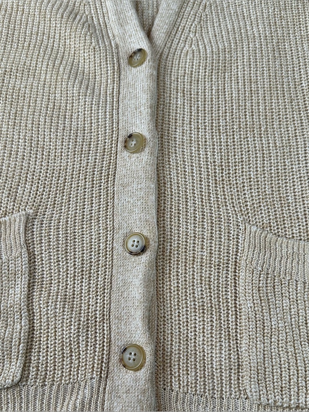 J.Crew Linen Cotton Knit Button Front V-Neck Slouchy Cardigan Tan XL - Picture 8 of 13